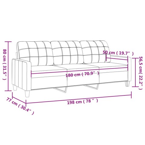 3-osobowa sofa, czarna, 180 cm, obita sztuczną skórą Lumarko!