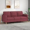 Sofa 3-osobowa, winna czerwień, 180 cm,tapicerowana tkaniną Lumarko!