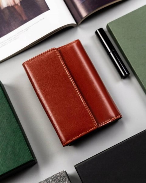 Skórzany, Średni Portfel Damski Na Zatrzask Lumarko!