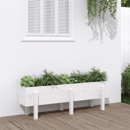 Donica ogrodowa na nóżkach, biała, 121x30x38 cm, drewno sosnowe Lumarko!