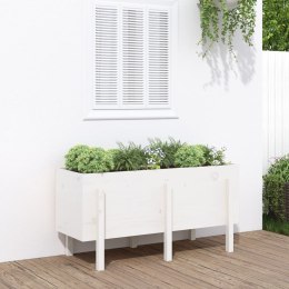 Donica ogrodowa na nóżkach, biała, 121x50x57 cm, drewno sosnowe Lumarko!