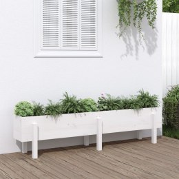 Donica ogrodowa na nóżkach, biała, 160x30x38 cm, drewno sosnowe Lumarko!
