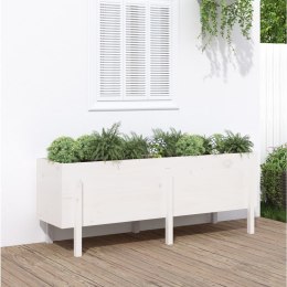 Donica ogrodowa na nóżkach, biała, 160x50x57 cm, drewno sosnowe Lumarko!
