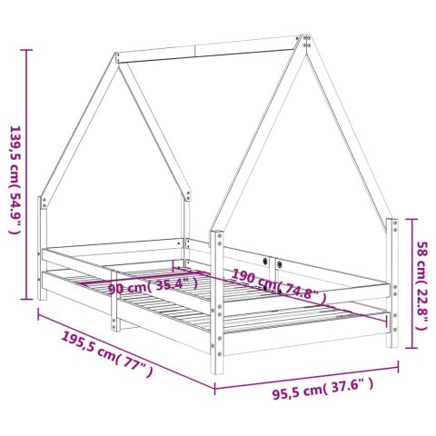 Rama łóżka dla dzieci, biała, 90x190 cm, drewno sosnowe Lumarko!