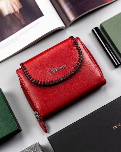 Skórzany portfel damski na zatrzask i zamek — Peterson Lumarko!