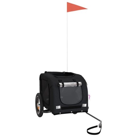 Przyczepka rowerowa dla psa, czarna, tkanina Oxford i żelazo Lumarko!