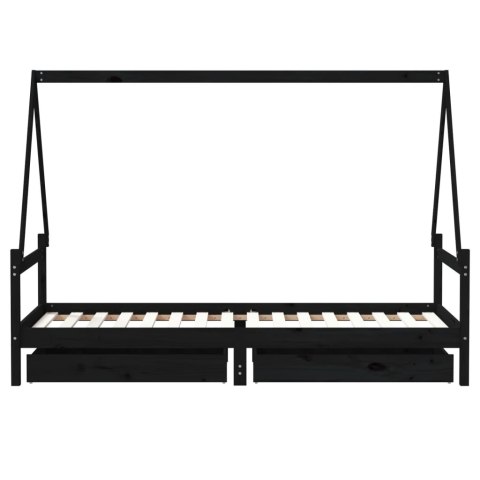 Rama łóżka dziecięcego z szufladami, czarna, 90x200 cm, sosnowa Lumarko!