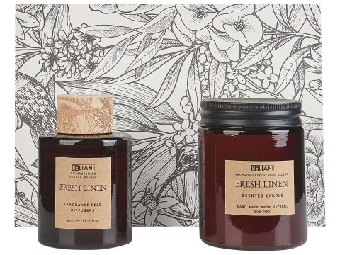 Zestaw zapachowy świeczka sojowa i dyfuzor z patyczkami świeże pranie DARK ELEGANCE