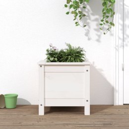 Donica ogrodowa, biała, 40x40x39 cm, lite drewno sosnowe Lumarko!