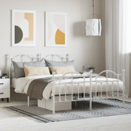 Metalowa rama łóżka z wezgłowiem i zanóżkiem, biała, 150x200 cm Lumarko!