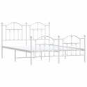 Metalowa rama łóżka z wezgłowiem i zanóżkiem, biała, 150x200 cm Lumarko!