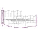 Metalowa rama łóżka z wezgłowiem i zanóżkiem, biała, 150x200 cm Lumarko!