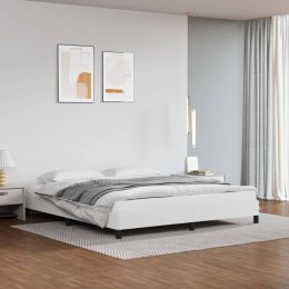 Rama łóżka, biała, 160x200 cm, obite sztuczną skórą Lumarko!