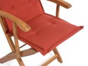 Zestaw 2 krzeseł ogrodowych drewniany z bordowymi poduszkami MAUI Lumarko!