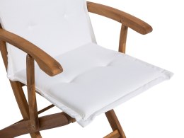 Zestaw 2 krzeseł ogrodowych drewniany z jasnobeżowymi poduszkami MAUI Lumarko!