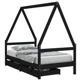 Rama łóżka dziecięcego z szufladami, czarna, 80x160 cm, sosna Lumarko!