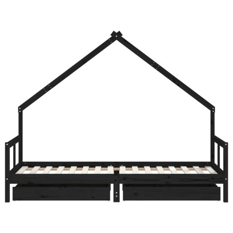 Rama łóżka dziecięcego z szufladami, czarna, 80x200 cm, sosnowa Lumarko!