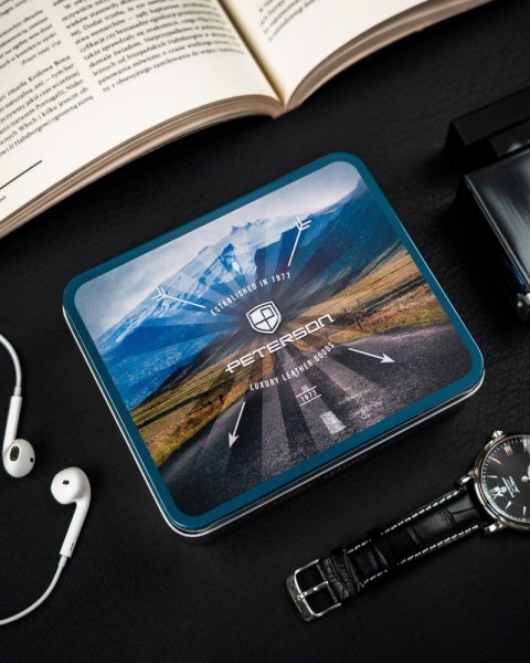 Poziomy portfel męski ze skóry naturalnej, system RFID Protect — Peterson Lumarko!