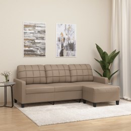 3-osobowa sofa z podnóżkiem, cappuccino, 180 cm, sztuczna skóra Lumarko!