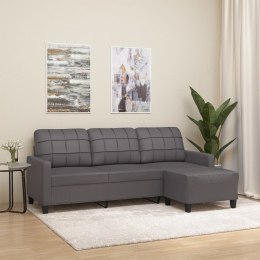 3-osobowa sofa z podnóżkiem, szary, 180 cm, sztuczna skóra Lumarko!