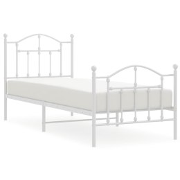 Metalowa rama łóżka z wezgłowiem i zanóżkiem, biała, 90x200 cm Lumarko!
