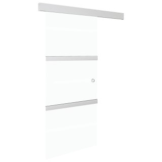 Drzwi przesuwne, szkło ESG i aluminium, 90x205 cm, srebrne Lumarko!