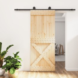 Drzwi przesuwne z osprzętem, 85x210 cm, lite drewno sosnowe Lumarko!