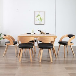 Krzesła do jadalni, 6 szt., czarne, gięte drewno i ekoskóra Lumarko!