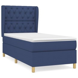 Łóżko kontynentalne z materacem, niebieskie, tkanina, 80x200 cm Lumarko!