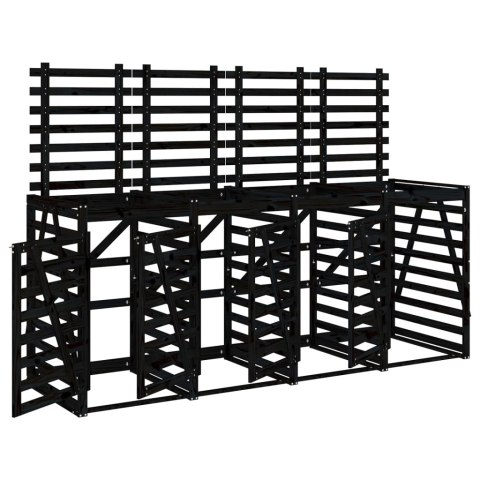 Obudowa na 4 kosze na śmieci, czarna, lite drewno sosnowe Lumarko!