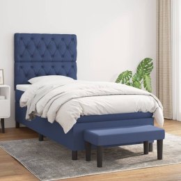Łóżko kontynentalne z materacem, niebieskie, tkanina, 80x200 cm Lumarko!