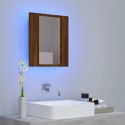 Szafka łazienkowa z lustrem i LED, brązowy dąb, 40x12x45 cm Lumarko!