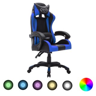 Fotel dla gracza z RGB LED, niebiesko-czarny, sztuczna skóra Lumarko!