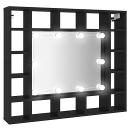 Szafka z lustrem i oświetleniem LED, czarna, 91x15x76,5 cm Lumarko!