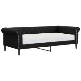 Sofa z materacem, czarna, 90x200 cm, sztuczna skóra Lumarko!