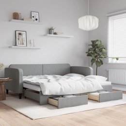 Sofa rozsuwana z szufladami, jasnoszara, 90x200 cm, tkanina Lumarko!