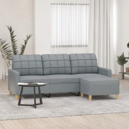 3-osobowa sofa z podnóżkiem, jasnoszara, 180 cm, tkaniną  Lumarko!