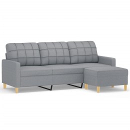 3-osobowa sofa z podnóżkiem, jasnoszara, 180 cm, tkaniną  Lumarko!