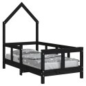 Rama łóżka dziecięcego, czarna, 70x140 cm, drewno sosnowe  Lumarko!
