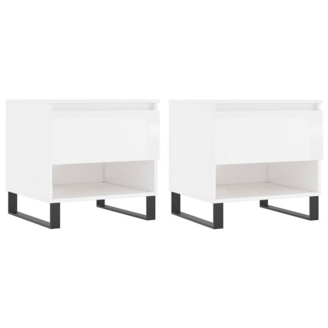 Stoliki kawowe, 2 szt., wysoki połysk, białe, 50x46x50 cm  Lumarko!