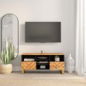 Szafka pod TV, brązowo-czarna 100x33,5x46 cm, lite drewno mango  Lumarko!