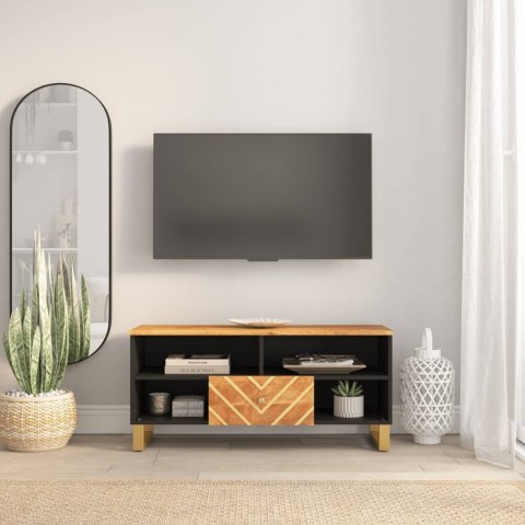 Szafka pod TV, brązowo-czarna 100x33,5x46 cm, lite drewno mango  Lumarko!