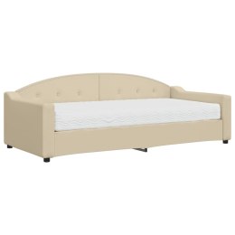 Sofa z materacem do spania, kremowa, 90x200 cm, tkanina  Lumarko!