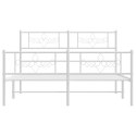 Metalowa rama łóżka z wezgłowiem i zanóżkiem, biała, 150x200 cm  Lumarko!