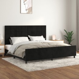 Rama łóżka z zagłówkiem, czarna, 200x200 cm, aksamitna Lumarko!