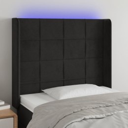 Zagłówek do łóżka z LED, czarny, 103x16x118/128 cm, aksamit Lumarko!