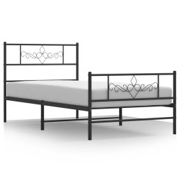 Metalowa rama łóżka z wezgłowiem i zanóżkiem, czarna, 100x190cm Lumarko!
