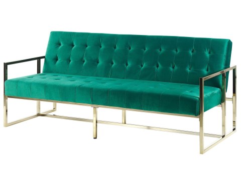 Sofa rozkładana welurowa zielona MARSTAL