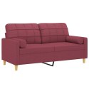 2-osobowa sofa z poduszkami, winna czerwień, 140 cm, tkanina Lumarko!