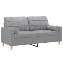 2-osobowa sofa z poduszkami, jasnoszara, 140 cm, tkanina Lumarko!